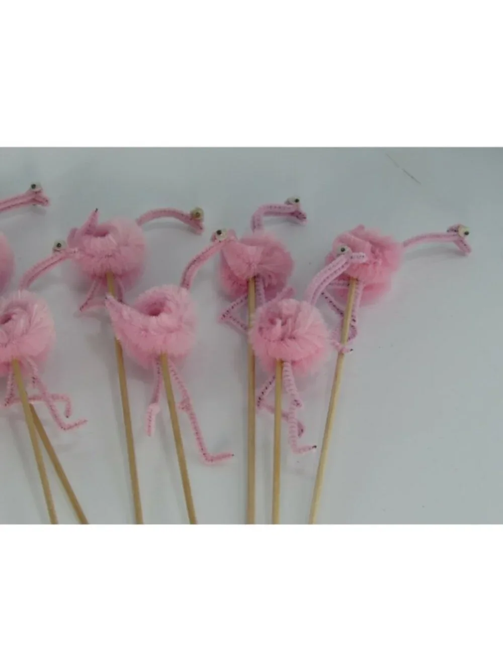 18 Chenille Bird Picks Pink Ostrich Flamingo Pick Appetizer 27765 Vintage